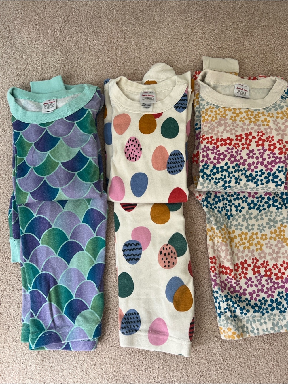 Hanna Andersson Kids Pajama Set Trio in Teal, Purple, Cream & Multicolor